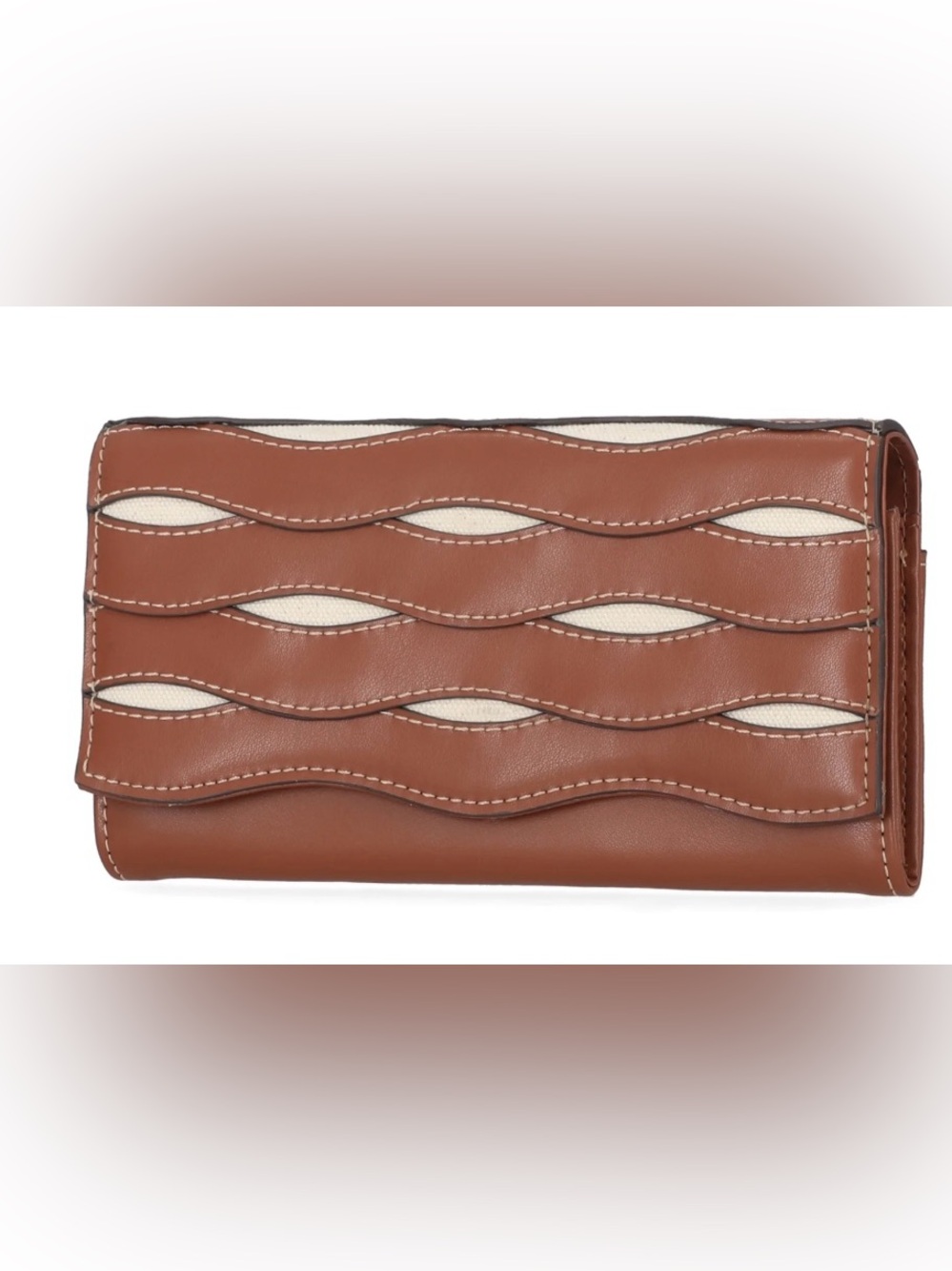 Free Assembly Avery Cut Out Clutch Wallet Cognac Brown Cream NWT